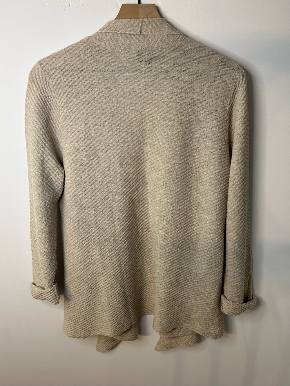 Eileen Fisher Women’s Tan Wool Sweater Twinset w/ Open Cardigan and Tank, Large - Picture 12 of 14